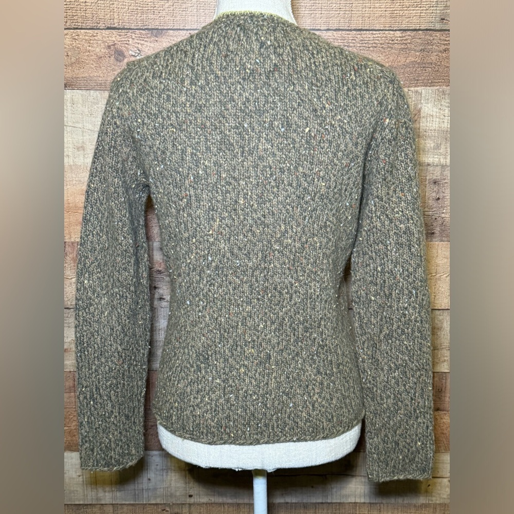 🌻 Talbots Wool Angora Blend Snap Front Green Knit Sweater Cardigan - Small - Picture 2 of 7